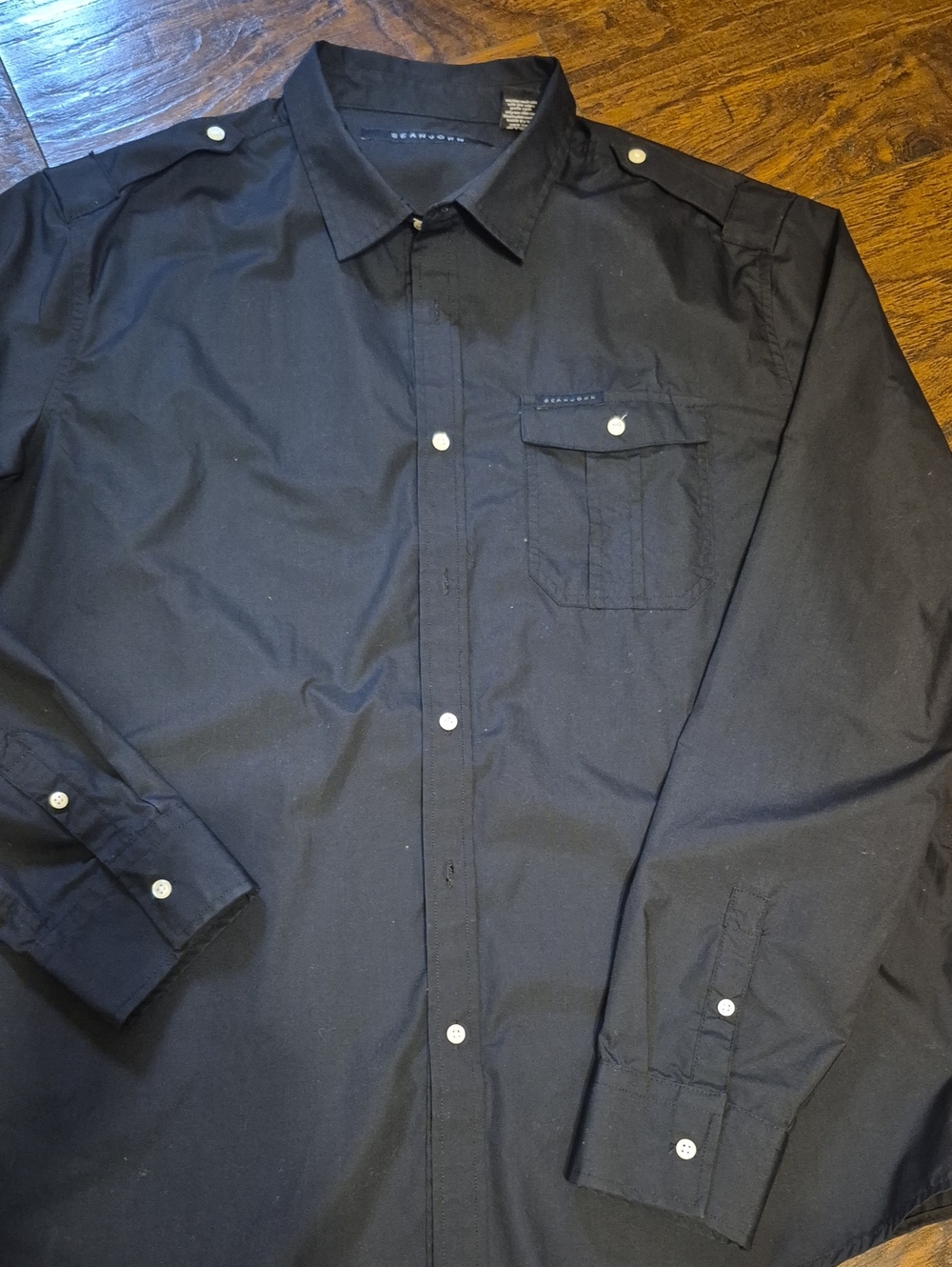 Sean John Black Long-Sleeve Button-Down Shirt